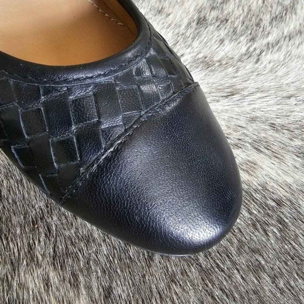 Neiman Marcus Silex Napa Leather Woven Braided Black Flats Shoes - Picture 8 of 11
